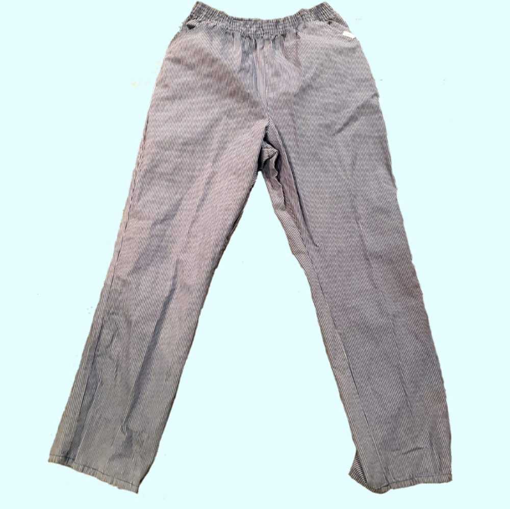 Chic Straight Leg Striped Blue Pants